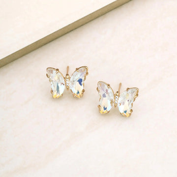 Flutter Away Crystal 18k Gold Plated Earrings - Clear Crystal - Nous Wanderlust Stories