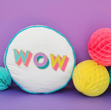 'WOW' Embroidered Round Cushion - Nous Wanderlust Stories