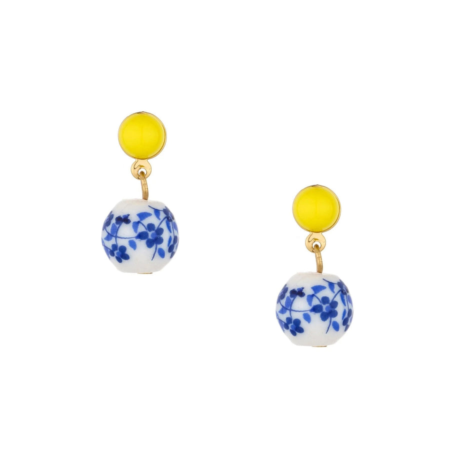 Indigo Floral 18K Gold Plated Drop Earrings - Nous Wanderlust Stories