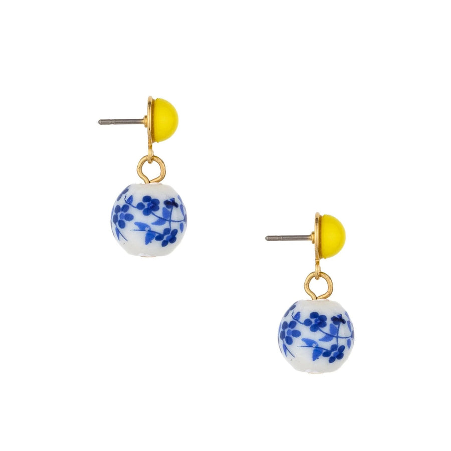 Indigo Floral 18K Gold Plated Drop Earrings - Nous Wanderlust Stories