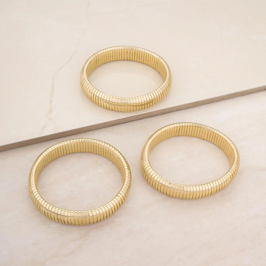 Gold Tone Stretch Cuff Bracelet Set - Nous Wanderlust Stories