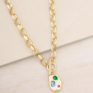Rainbow Crystal Nugget 18K Gold Necklace - Nous Wanderlust Stories