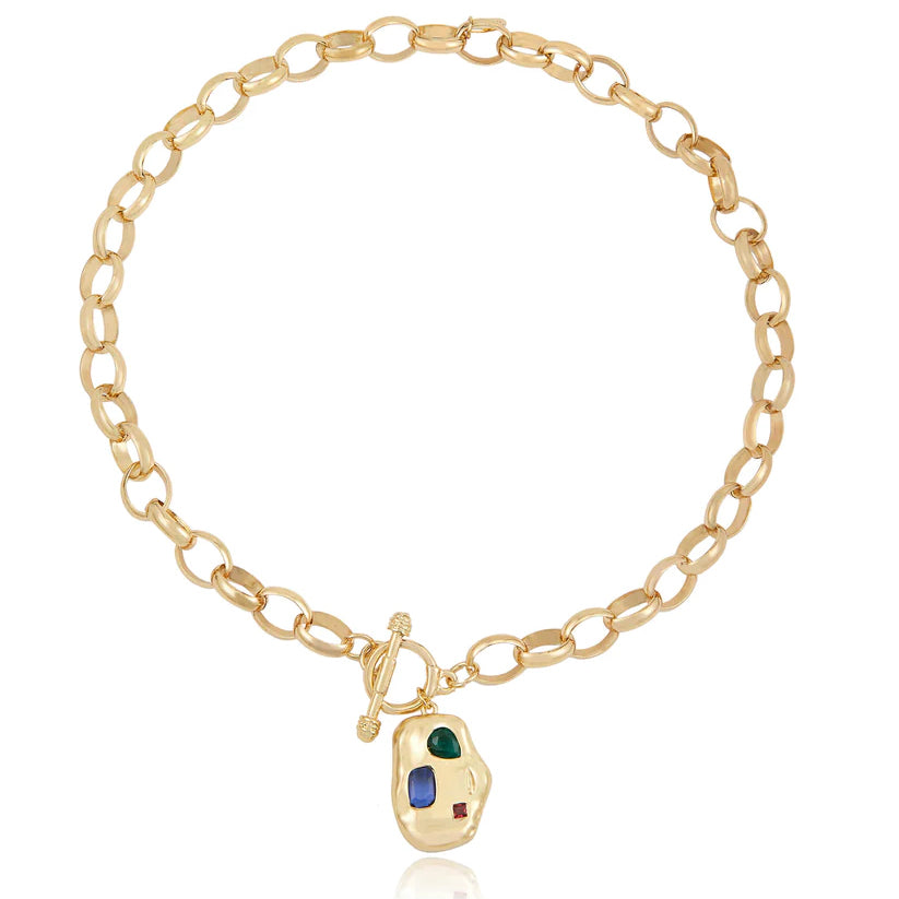 Rainbow Crystal Nugget 18K Gold Necklace - Nous Wanderlust Stories