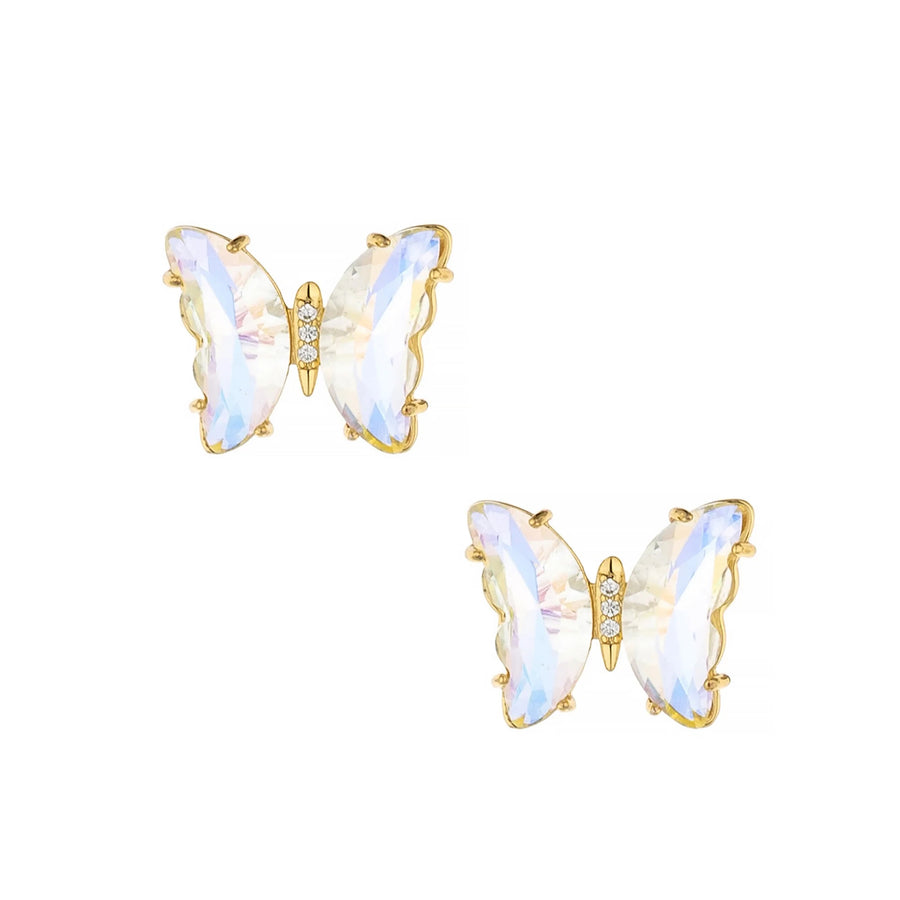 Flutter Away Crystal 18k Gold Plated Earrings - Clear Crystal - Nous Wanderlust Stories