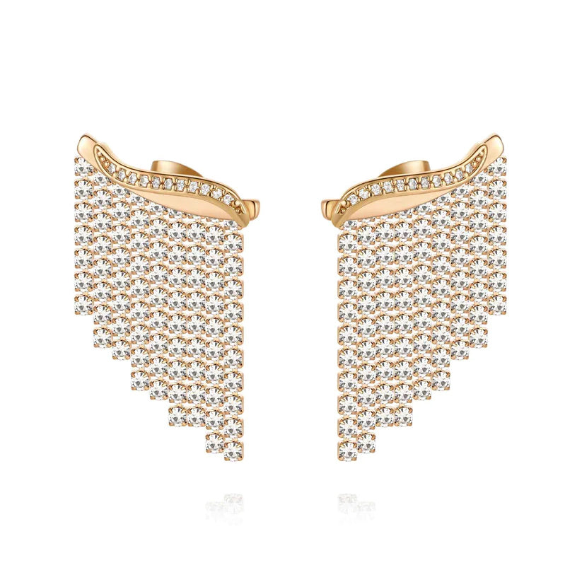 Crystal Chain 18K Gold Plated Ear Crawler Earrings - Nous Wanderlust Stories