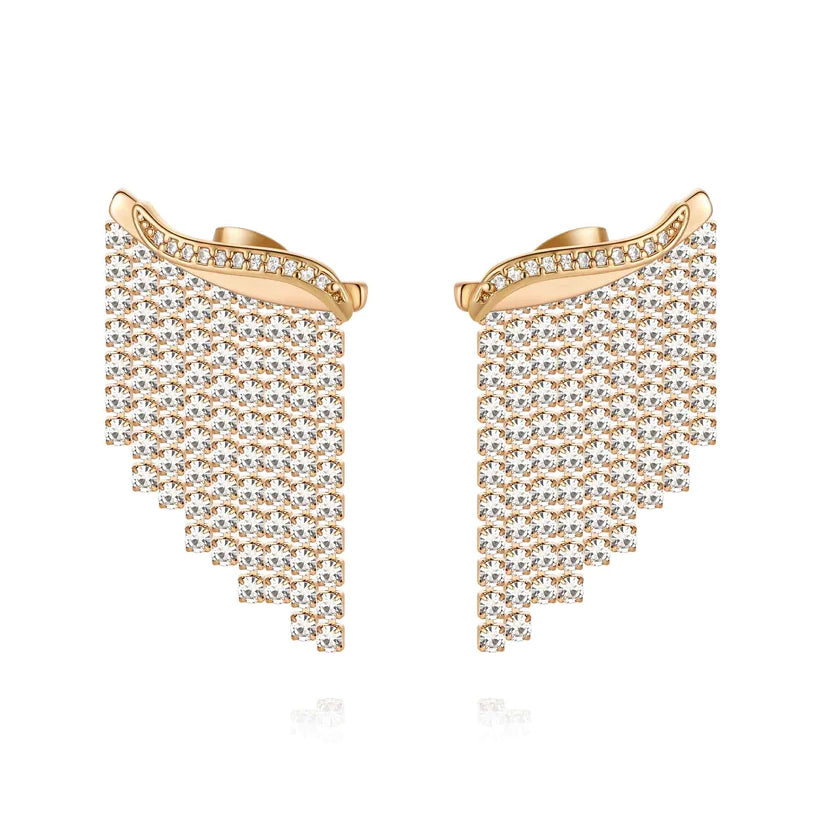 Crystal Chain 18K Gold Plated Ear Crawler Earrings - Nous Wanderlust Stories