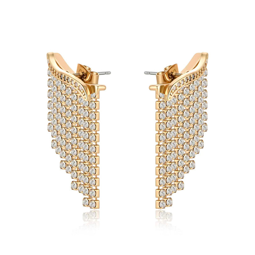 Crystal Chain 18K Gold Plated Ear Crawler Earrings - Nous Wanderlust Stories