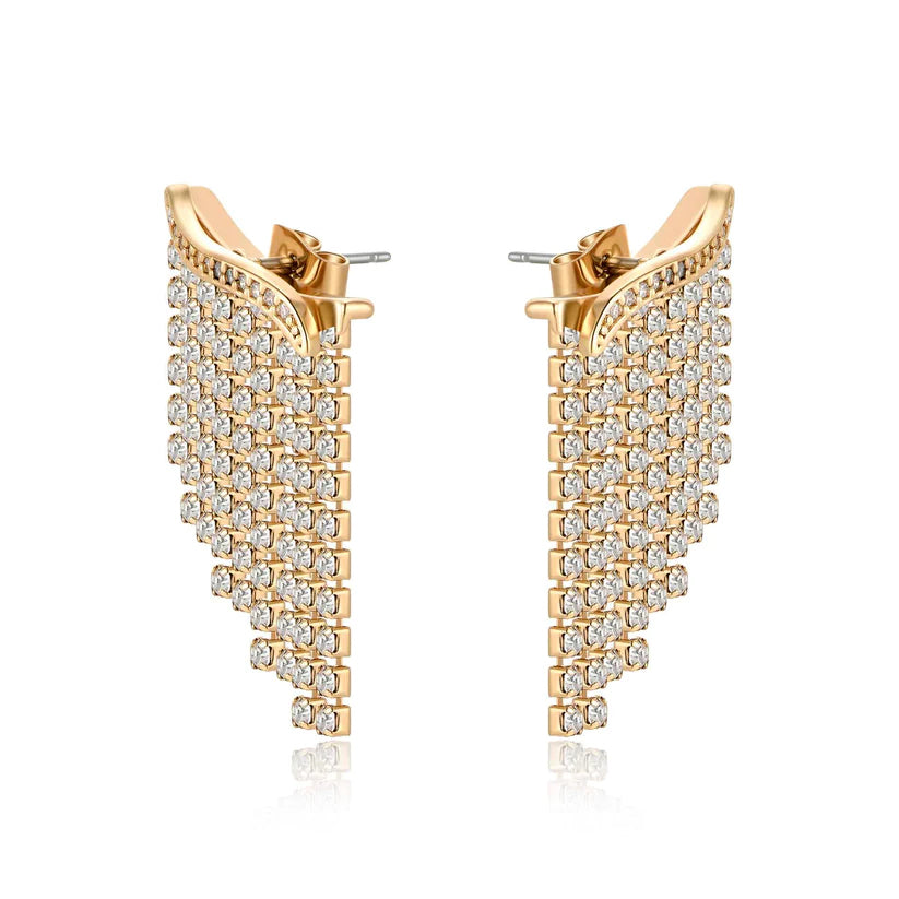 Crystal Chain 18K Gold Plated Ear Crawler Earrings - Nous Wanderlust Stories