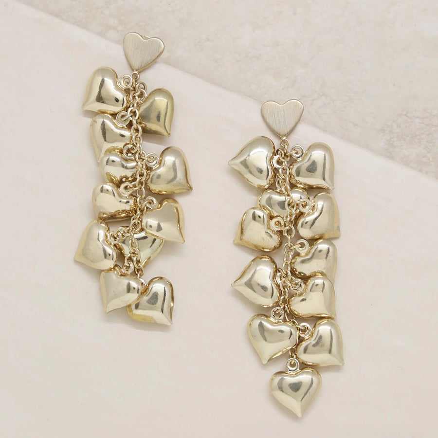 Heart Cluster 18K Gold Plated Drop Earrings - Nous Wanderlust Stories