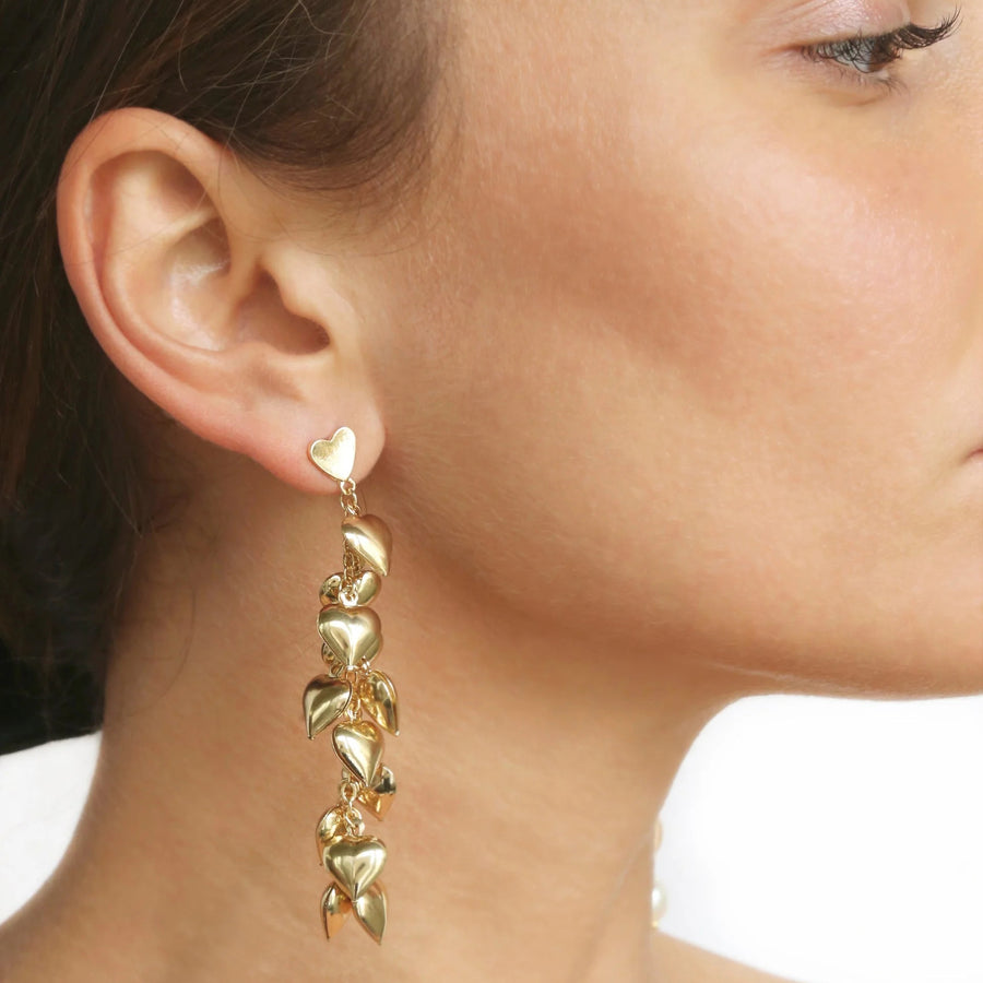 Heart Cluster 18K Gold Plated Drop Earrings - Nous Wanderlust Stories