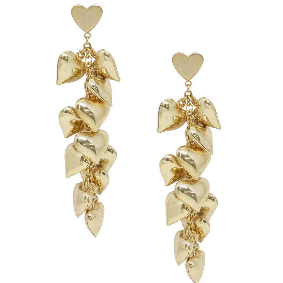 Heart Cluster 18K Gold Plated Drop Earrings - Nous Wanderlust Stories