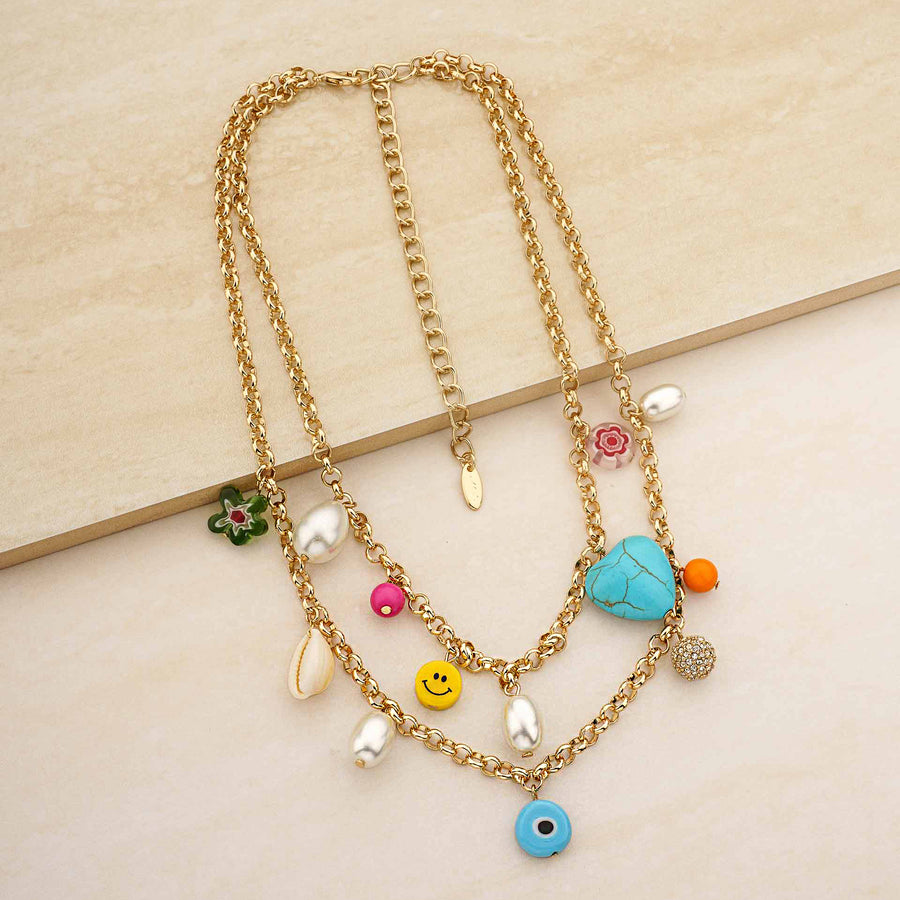 Charm Collector 18K Gold Plated Layered Necklace - Nous Wanderlust Stories