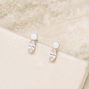 'Catch Their Eye' Opal & Crystal 18K Gold Plated Earrings - Nous Wanderlust Stories