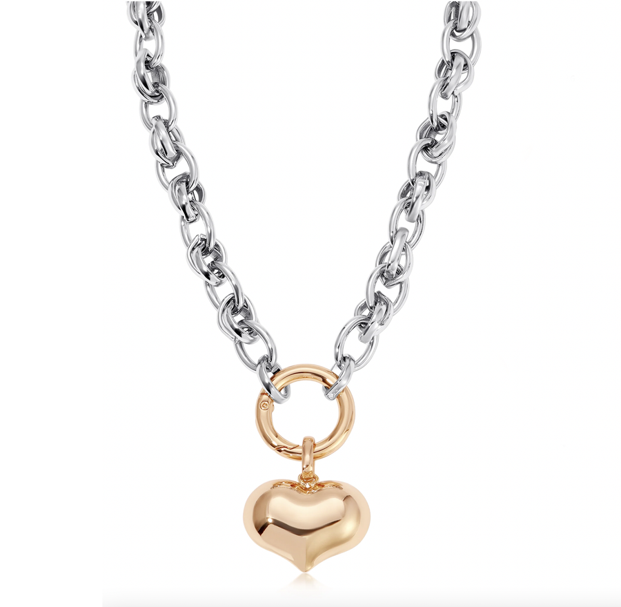 'Locked in Love' Mixed Metal Heart Necklace - Nous Wanderlust Stories