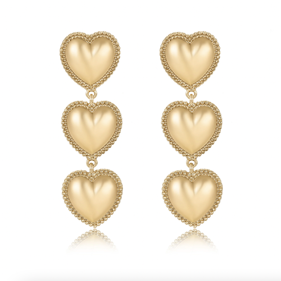 'Golden Love' 18K Gold Plated Dangle Earrings - Nous Wanderlust Stories