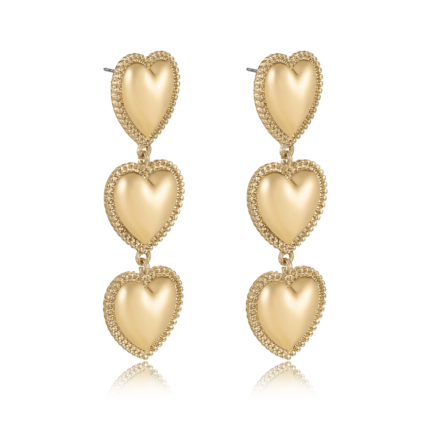 'Golden Love' 18K Gold Plated Dangle Earrings - Nous Wanderlust Stories