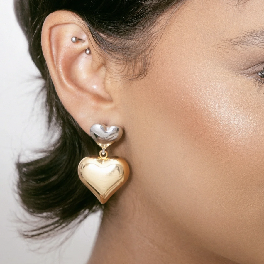 Mixed Metal Heart Earrings - Nous Wanderlust Stories