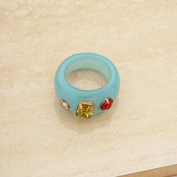 Jeweled Blue Resin Ring - Nous Wanderlust Stories