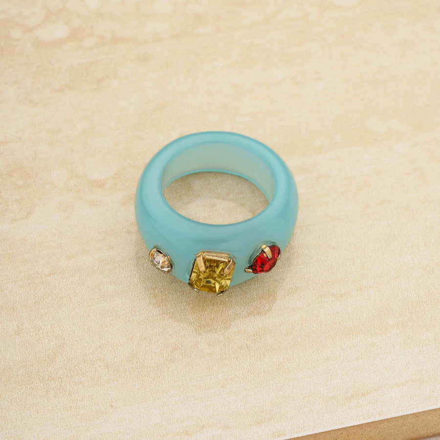 Jeweled Blue Resin Ring - Nous Wanderlust Stories