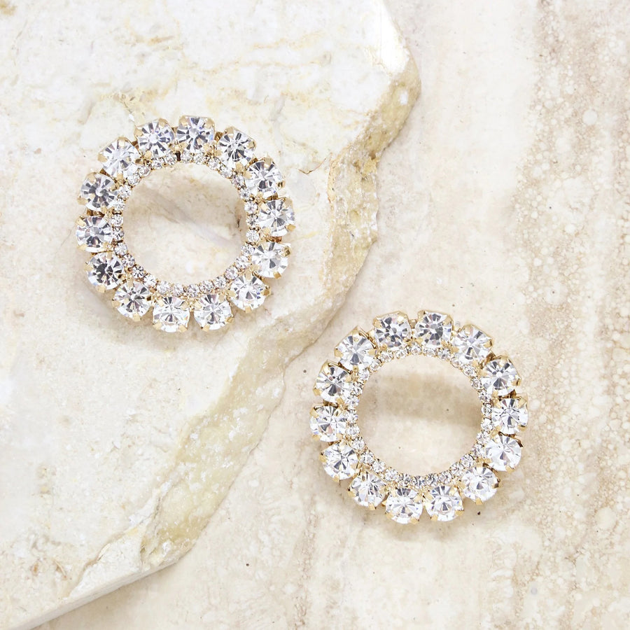 Crystal Circle Stud Earrings - Nous Wanderlust Stories