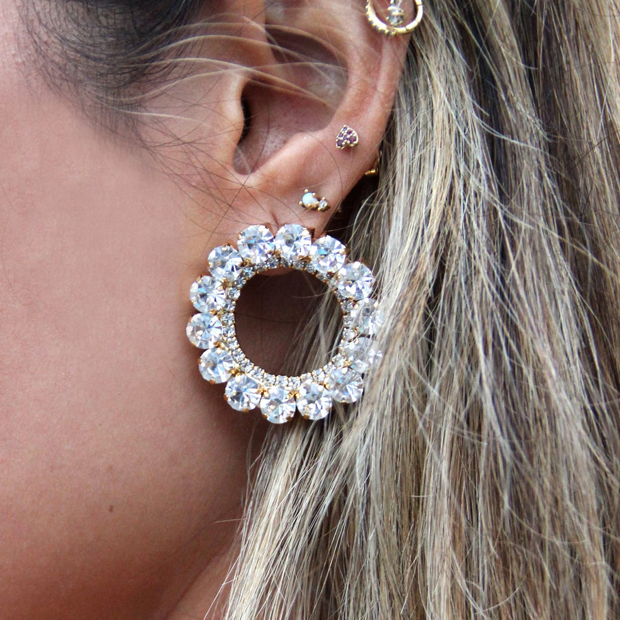 Crystal Circle Stud Earrings - Nous Wanderlust Stories