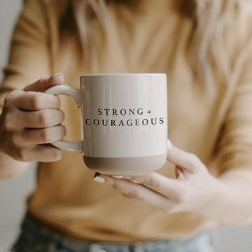 'Strong & Courageous' Stoneware Coffee Mug - Nous Wanderlust Stories