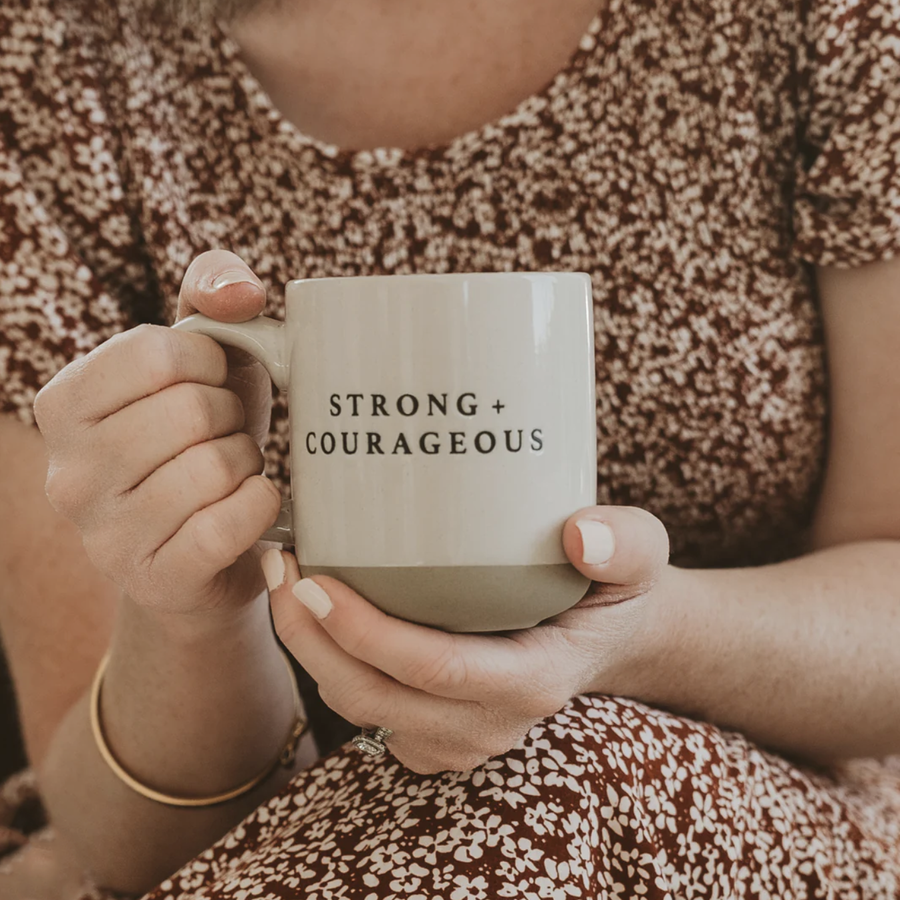 'Strong & Courageous' Stoneware Coffee Mug - Nous Wanderlust Stories