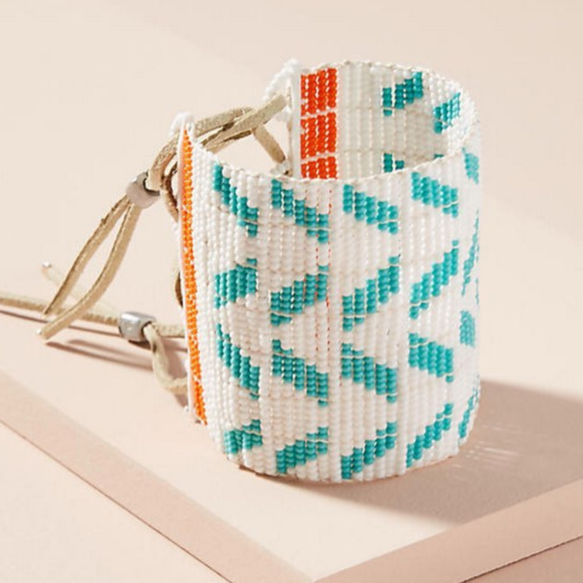 Extra Wide Chevron Warrior Cuff - Turquoise - Nous Wanderlust Stories